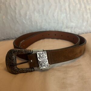 BNWT Brown Suede Leather Lucky Brand Belt with Ornate Buckle size M